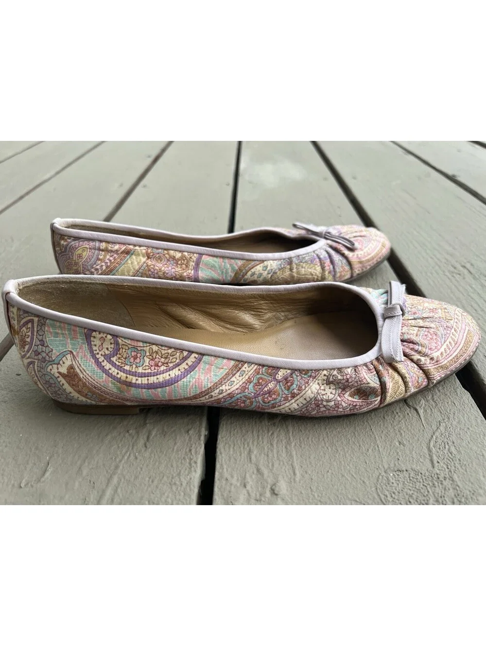 Stuart Weitzman Women's Shoes Paisley Pastel Slip On Flats Size 7.5M